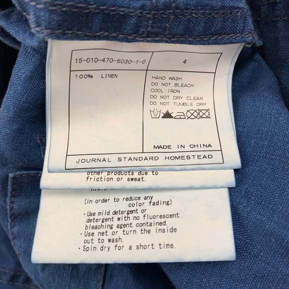 J.S. HOMESTEAD Indigo Patchwork Linen Notch Lapel Coat - Picture 5 of 6